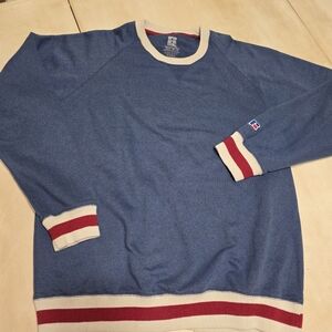 Russell Athletic Blue and Cream Crewneck Sweater